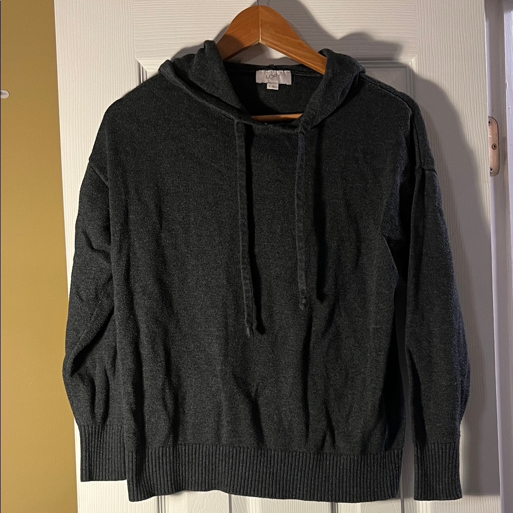 LOFT Charcoal Gray Hooded Sweater